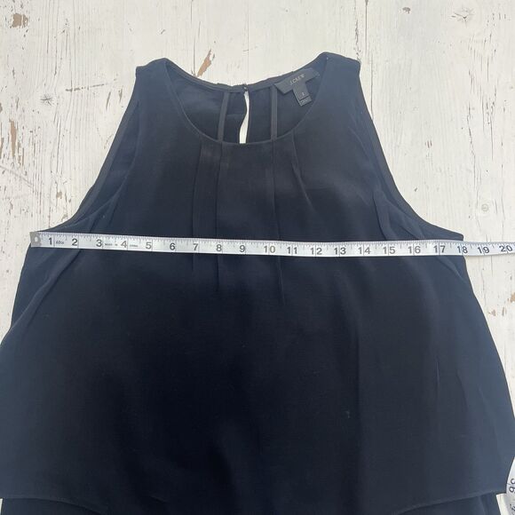 J. Crew Black Layered Sleeveless Blouse Top Women’s Size 2 Pleated Chiffon - Picture 5 of 10